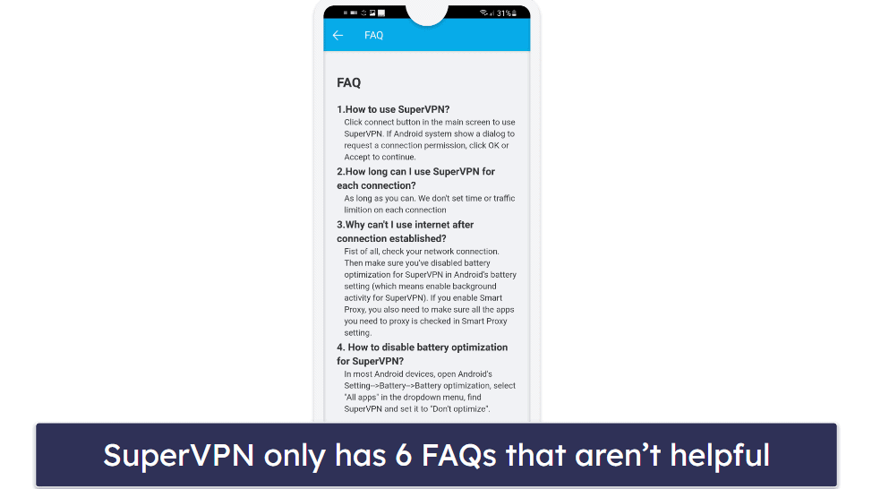 SuperVPN Customer Service — Minimal &amp; Unhelpful