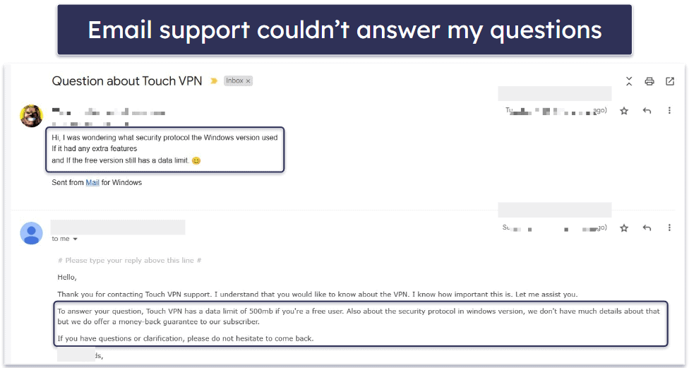 Touch VPN Customer Support