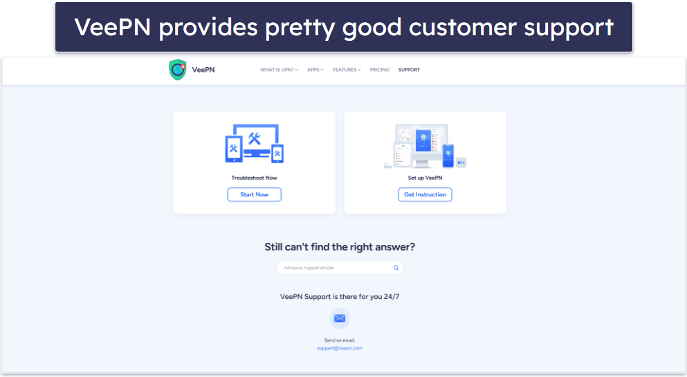 VeePN Customer Support — 24/7 Email Support + Knowledge Base (But No Live Chat)
