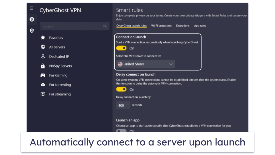 🥉3. CyberGhost VPN — User-Friendly VPN for Aruba With Great Automation