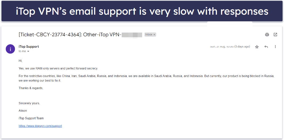 iTop VPN Customer Support