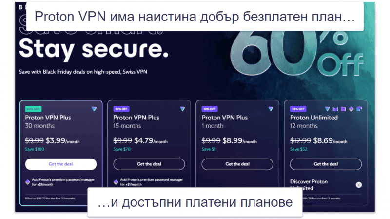 7. Proton VPN — Страхотни опции за поверителност и бързи скорости