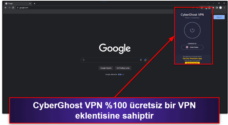 🥈2. CyberGhost VPN — Google Chrome İçin En İyi Ücretsiz VPN Eklentisi