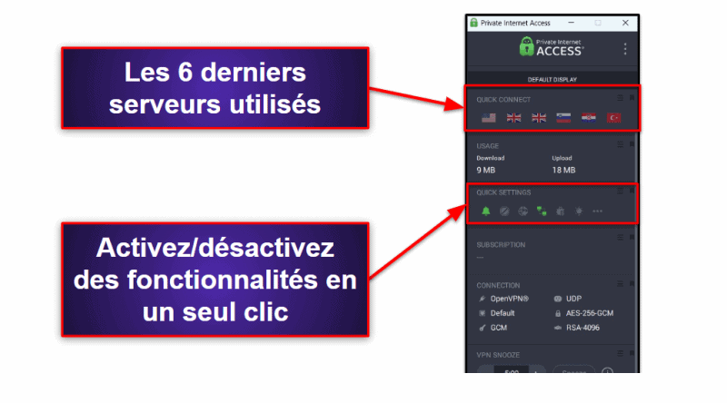 🥈2. Private Internet Access : excellentes fonctionnalités de confidentialité