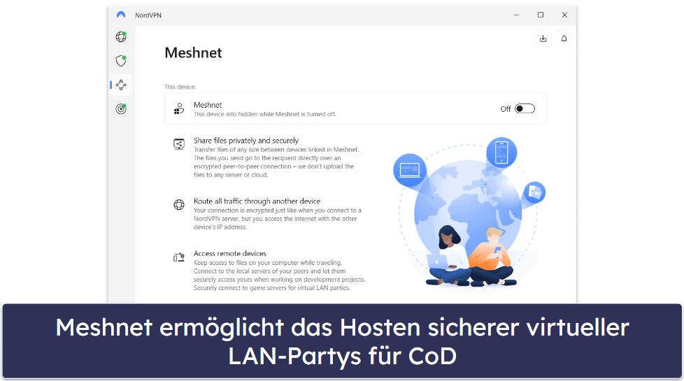 4. NordVPN: Sicherheitsorientiertes VPN mit virtuellen LAN-Partys für CoD: MW3