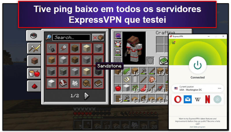 🥇1. ExpressVPN: Melhor VPN para Minecraft em 2023