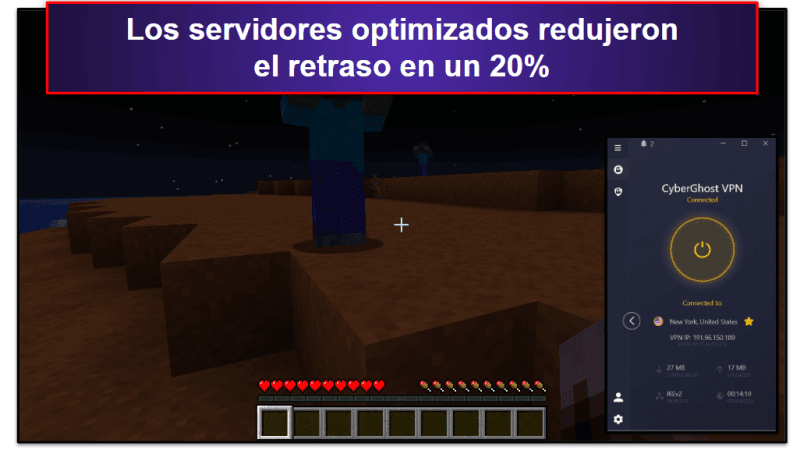 🥉3. CyberGhost VPN: ofrece servidores de juegos optimizados para jugar a Minecraft
