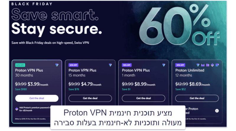 7. Proton VPN — מאפייני פרטיות נהדרים ומהירויות גבוהות