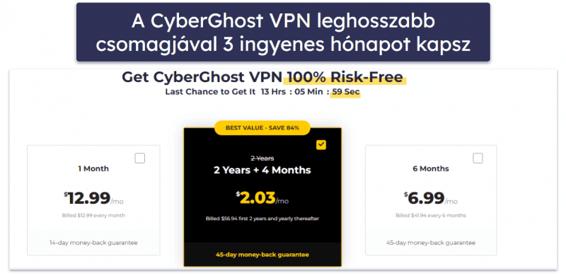 🥉3. CyberGhost VPN — Nagy teljesítmény, óriási szerverhálózat (ajánljuk a játékokhoz)