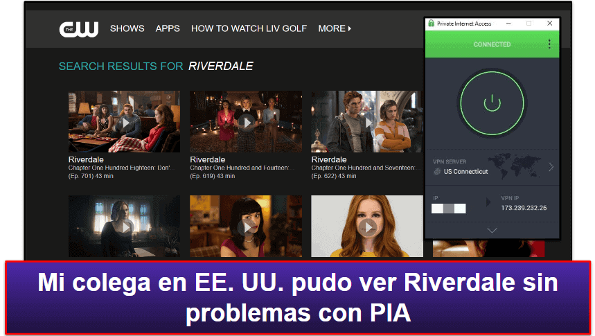 🥈2. Private Internet Access — Excelente VPN para ver Riverdale en dispositivos móviles