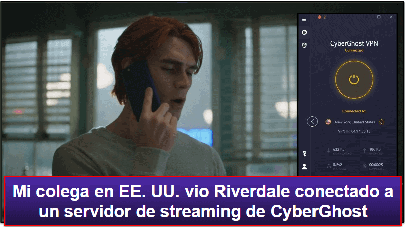 🥉3. CyberGhost VPN — Adecuada para principiantes con servidores dedicados para Streaming