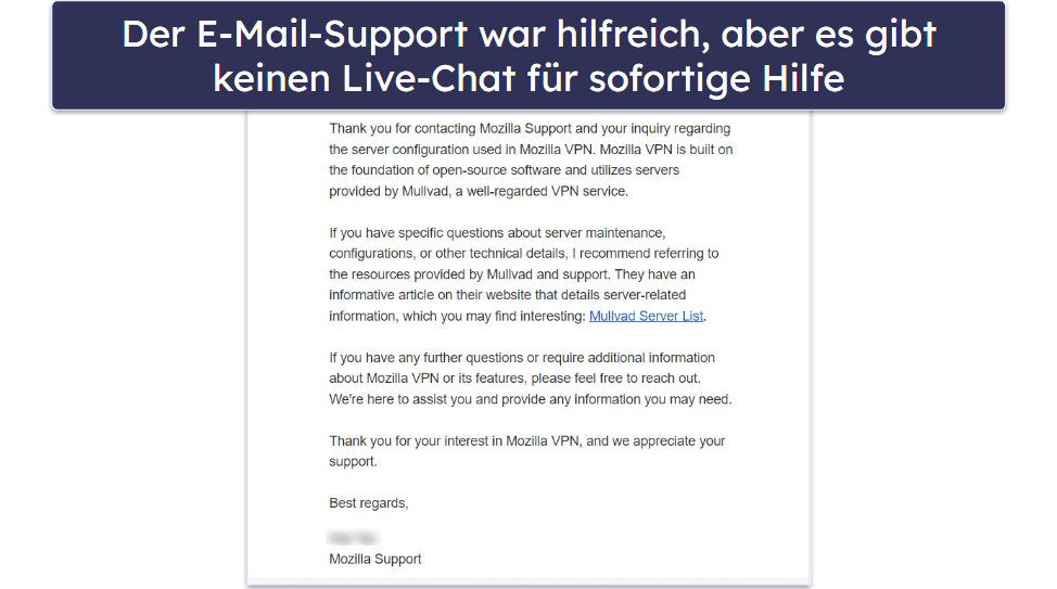 Mozilla VPN – Kunden-Support