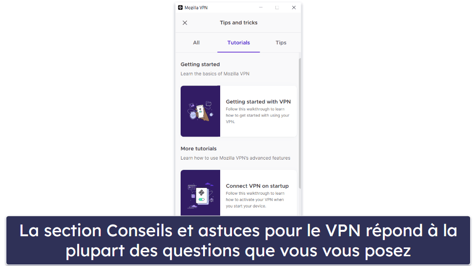 Mozilla VPN : Assistance client