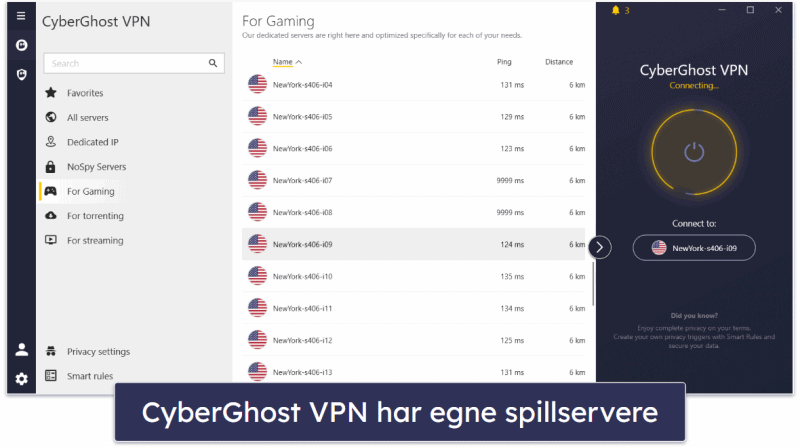 🥉3. CyberGhost VPN — Høy ytelse med stort servernettverk (Anbefales for gaming)