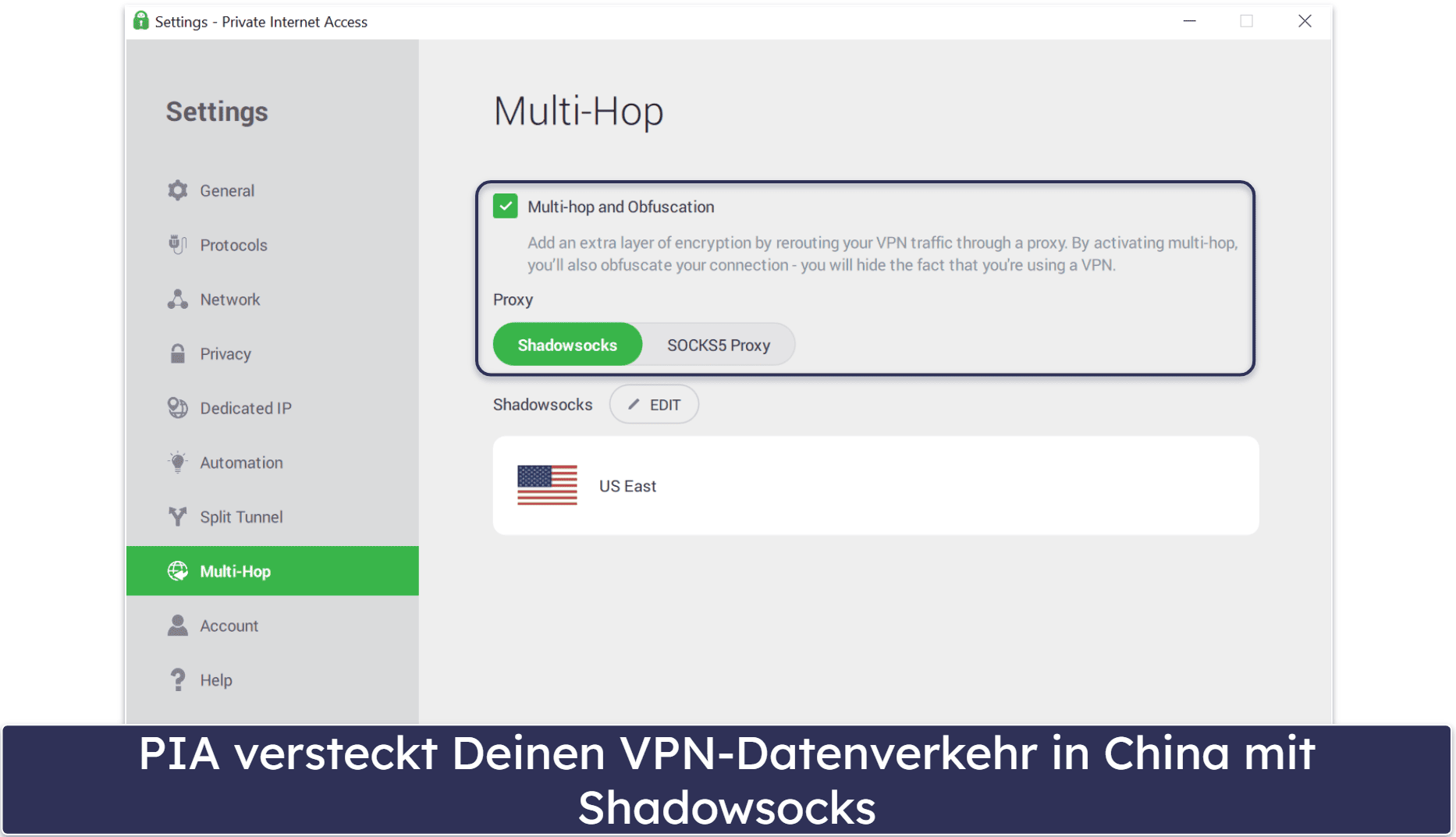 🥈2. Private Internet Access – sehr sichere NordVPN-Alternative für China