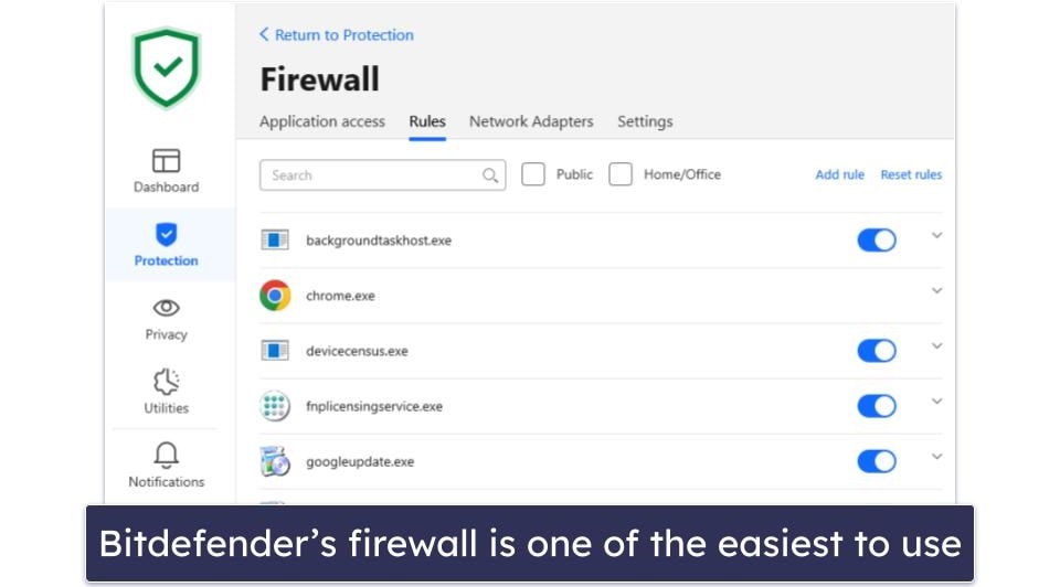 🥈 2. Bitdefender — Best Customizable Firewall With Advanced Features