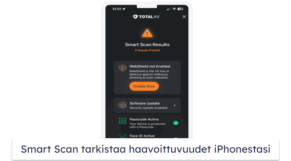 Paras ilmainen virustorjunta iOS:lle – TotalAV Mobile Security &amp; Private VPN