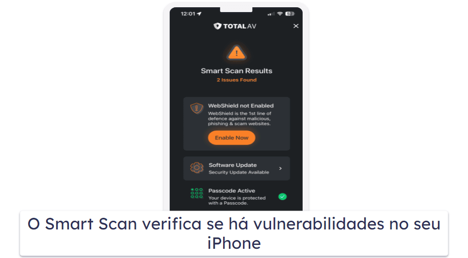Melhor antivírus grátis para iOS — TotalAV Mobile Security e Private VPN