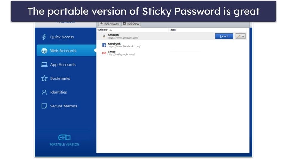 8. Sticky Password — Portable USB Version &amp; Local Storage