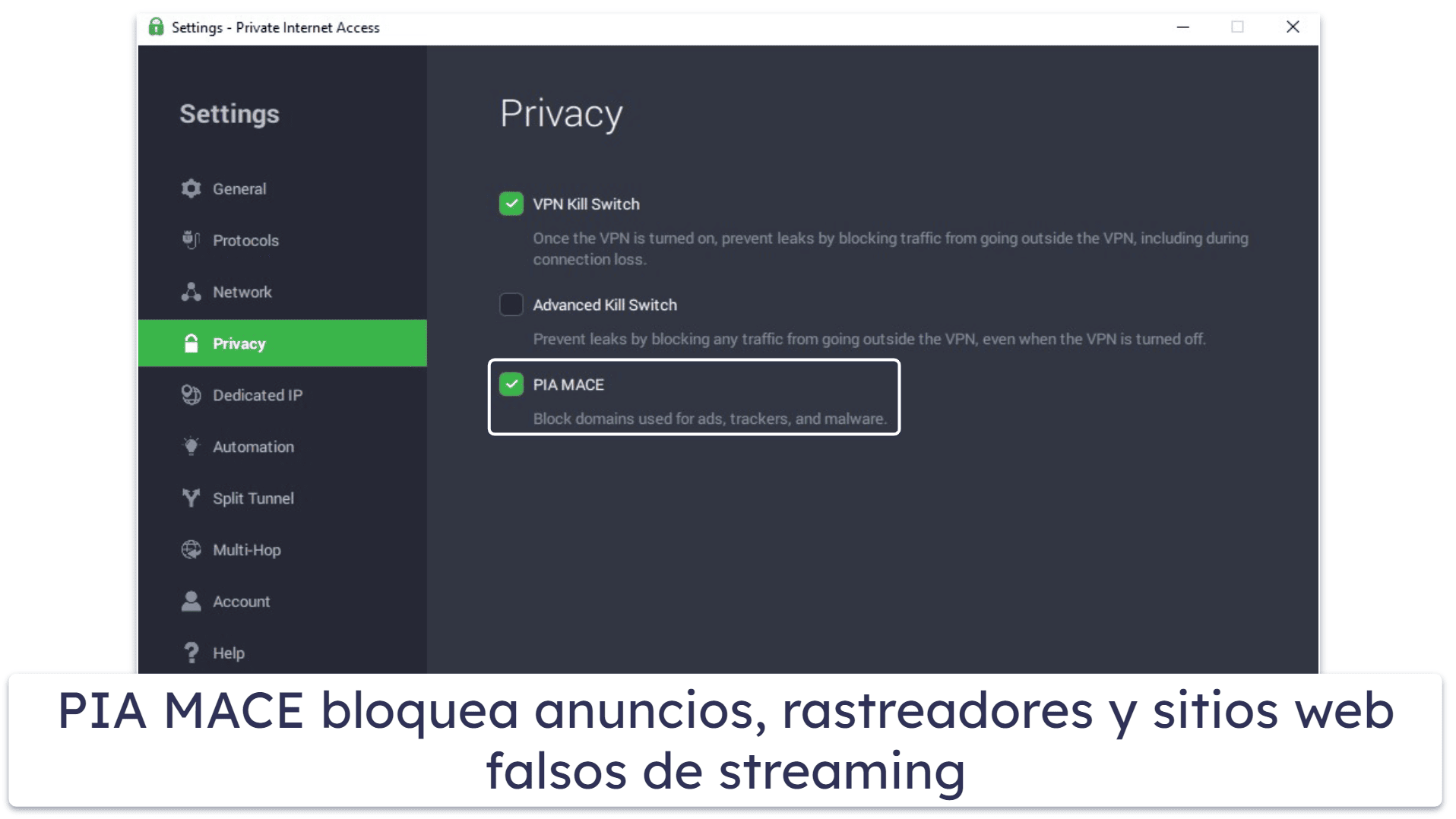 🥈 2. Private Internet Access: excelente VPN para ver deporte online en streams gratuitos en Android e iOS