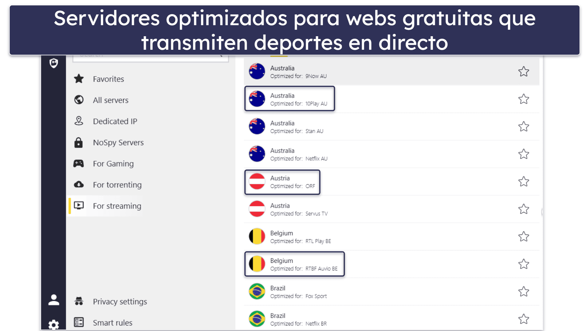 🥉 3. CyberGhost VPN: servidores optimizados para plataformas gratuitas de streaming de deportes