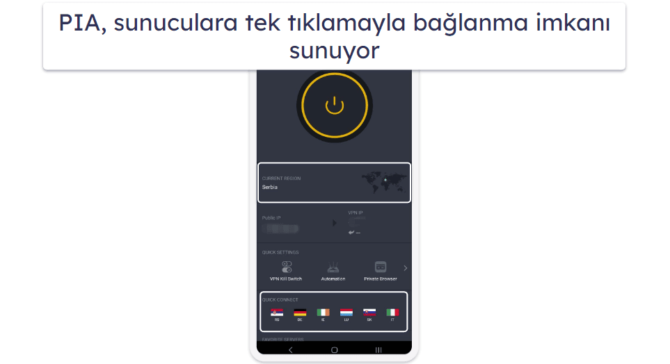 🥈 2. Private Internet Access: Android ve iOS’ta Ücretsiz Spor Etkinliklerini Canlı İzlemek için Harika Bir VPN Hizmeti