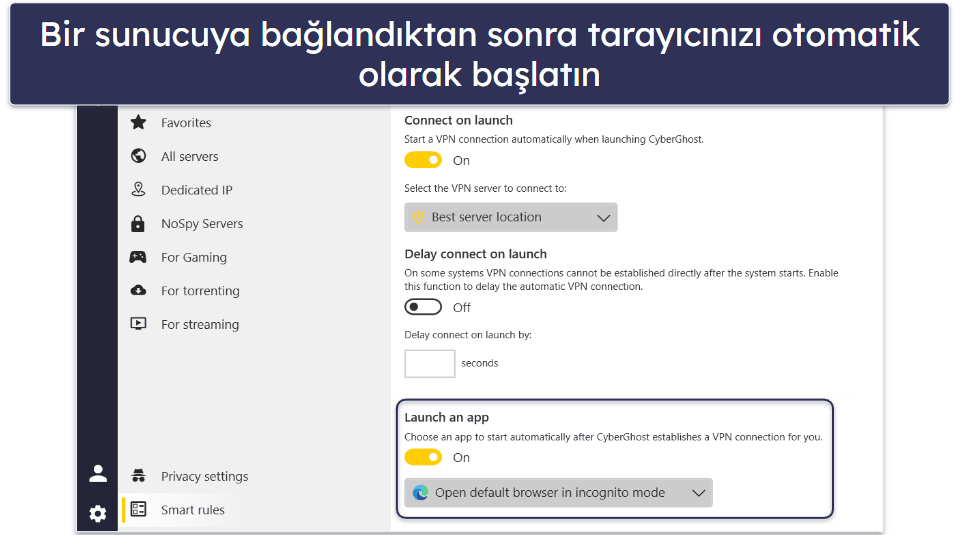 🥉 3. CyberGhost VPN: Ücretsiz Spor Yayını Yapan Platformlara Özel Sunucular