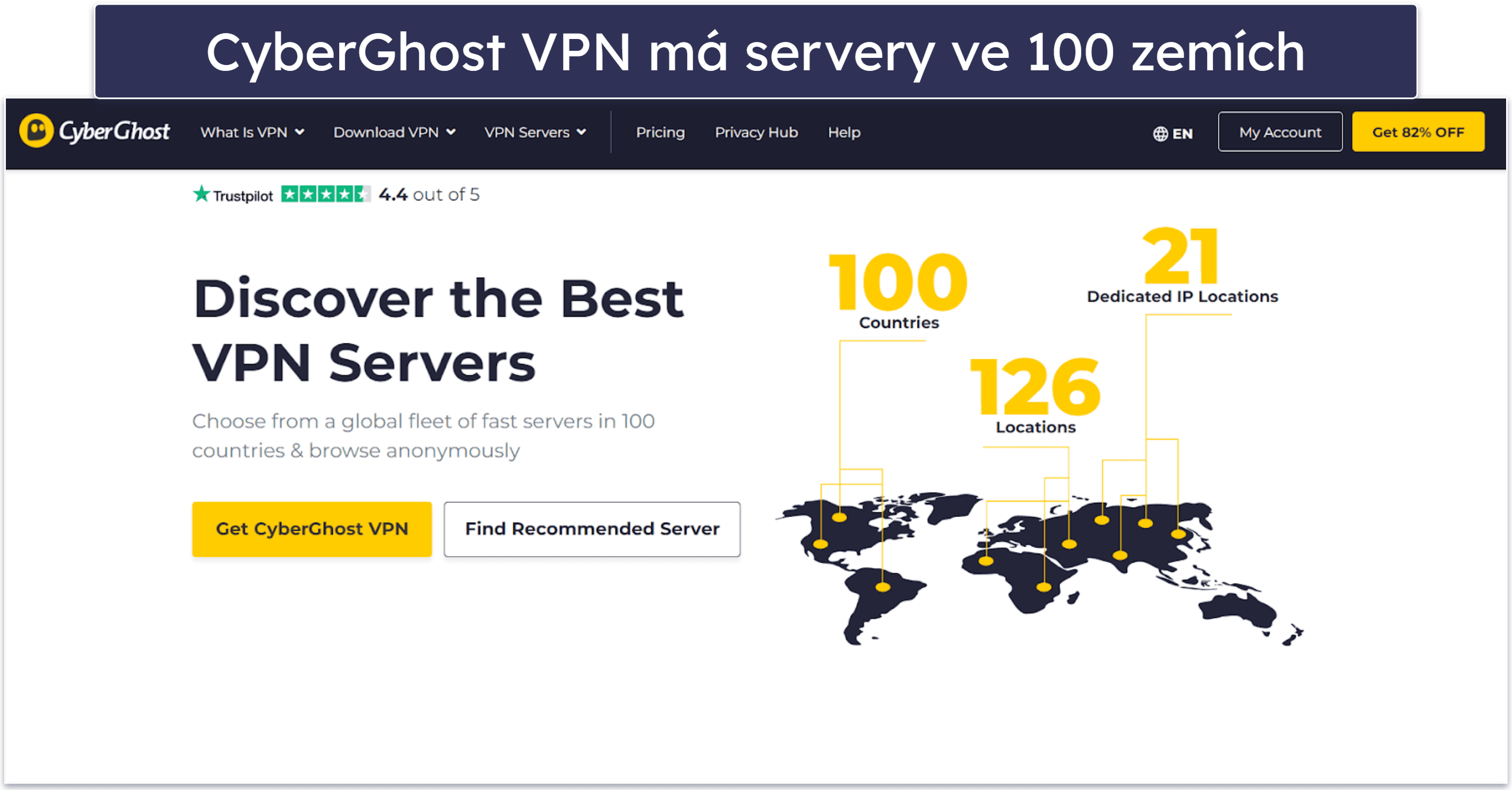 CyberGhost VPN servery a IP adresy