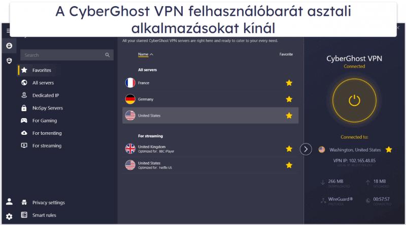 CyberGhost VPN használat: mobil és asztali alkalmazások