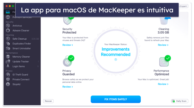 Bonus: MacKeeper es un antivirus para Mac intuitivo y lleno de funciones