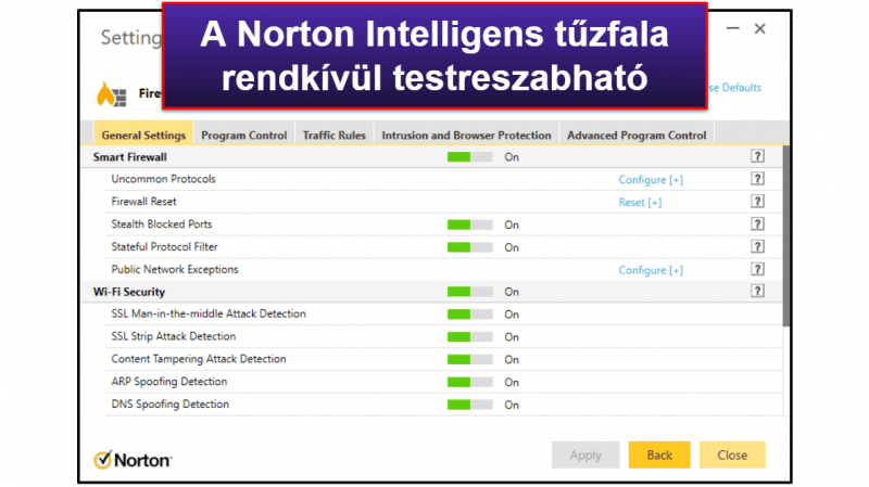Norton biztonsági funkciók