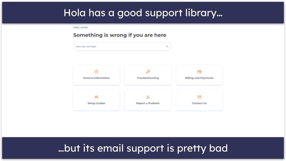 Hola Customer Support — Decent Support Library (But Unresponsive Email Service)