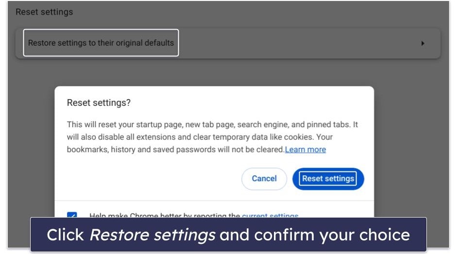 Step 4. Restore Your Browser to Default Settings