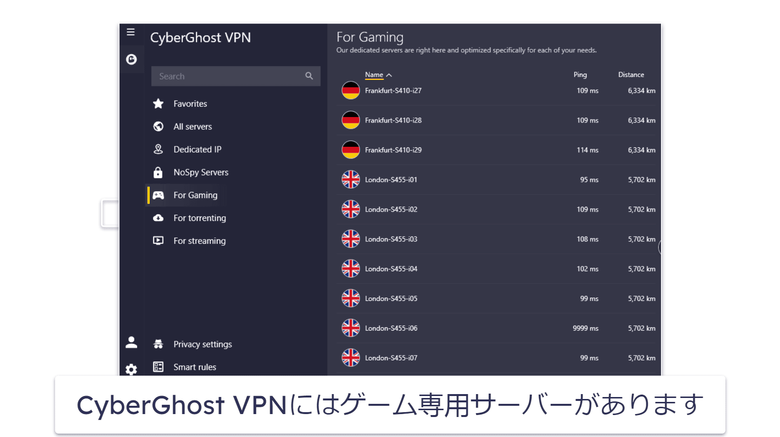 🥉 3. CyberGhost VPN：CoD:MW3向けのゲーム専用サーバーがある