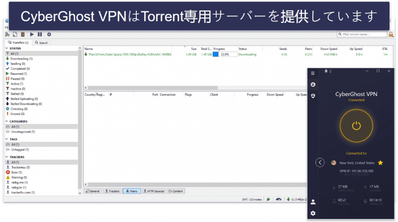 CyberGhost VPN Torrentのサポート