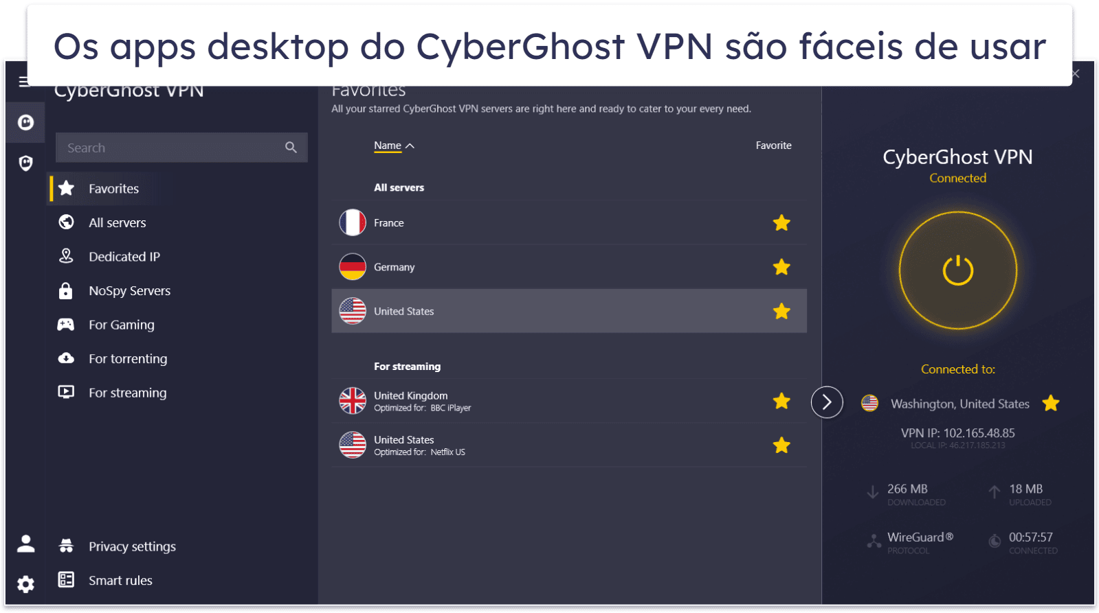 Facilidade de uso do CyberGhost VPN: apps para celular e desktop
