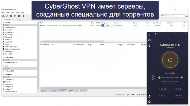 CyberGhost VPN: поддержка торрентов
