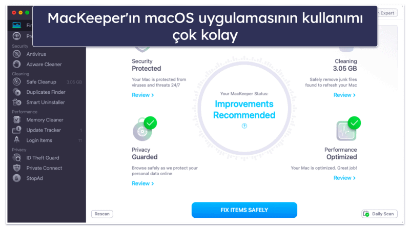 Bonus. MacKeeper — Mac için Kullanımı Kolay ve Zengin Özelliklere Sahip Antivirüs