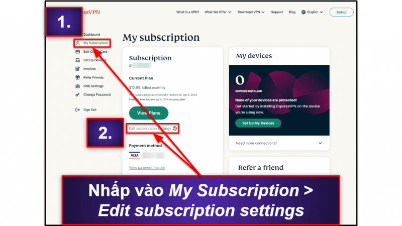 Cách hủy đăng ký ExpressVPN (Hướng dẫn từng bước)
