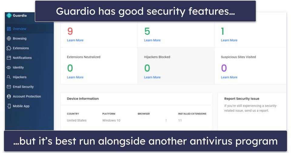 Guardio Security Features