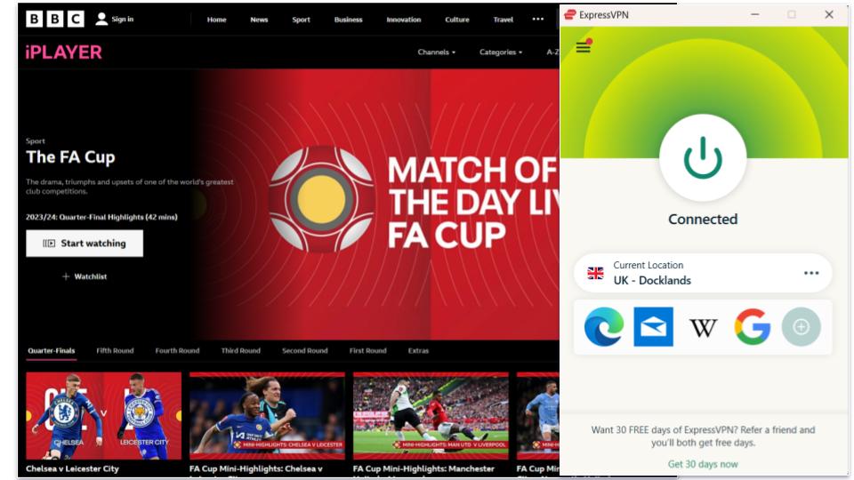 🥇1. ExpressVPN — Best VPN for Watching the FA Cup in 2024