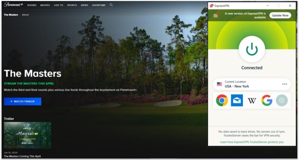 🥇1. ExpressVPN — Best VPN for Watching the Masters in 2024