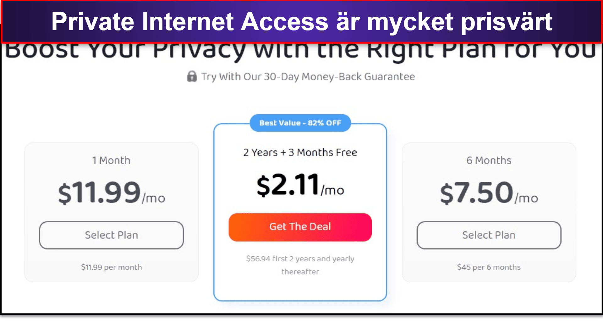 🥈2. Private Internet Access (PIA) — Flexibel, snabb + mångsidig Utmärkt för streaming &amp; torrents