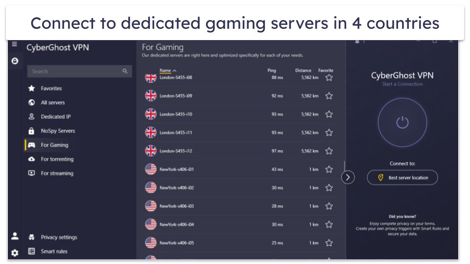 🥉3. CyberGhost VPN — Dedicated Servers for Playing PUBG