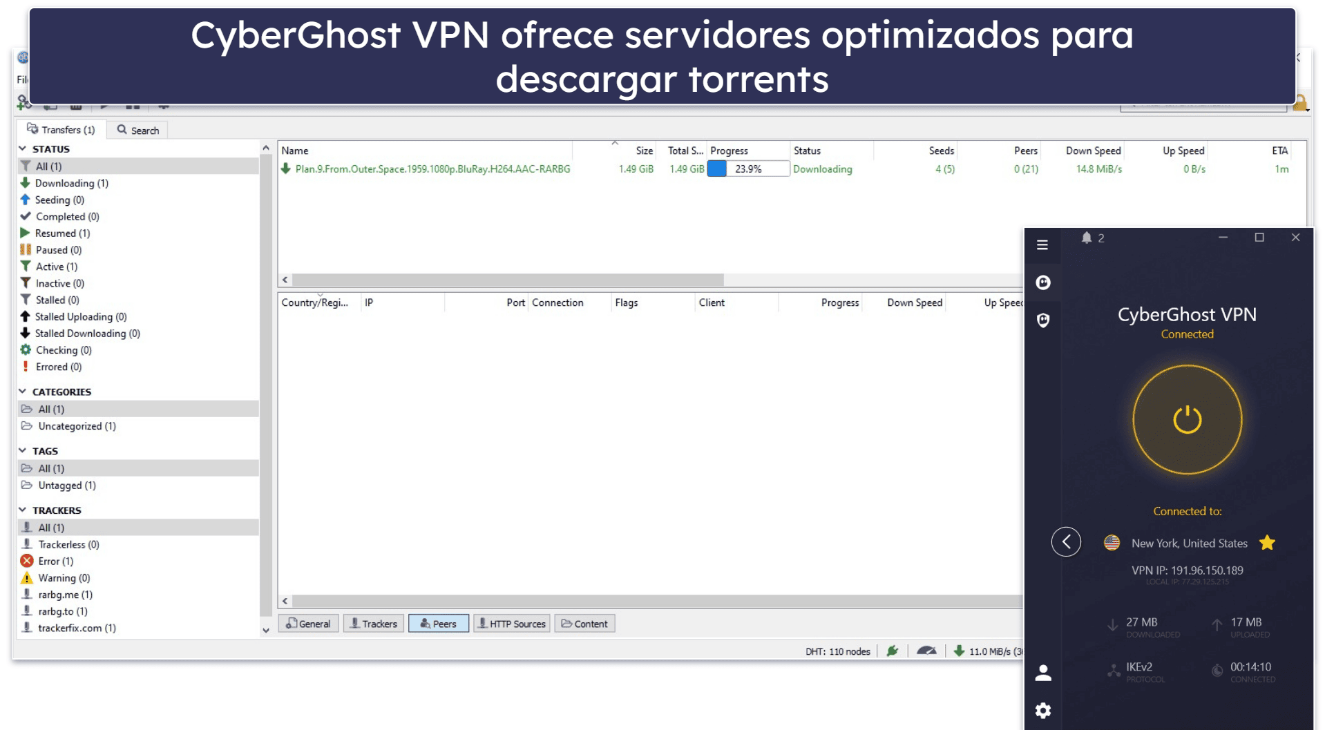 Compatibilidad con descarga de torrents de CyberGhost VPN