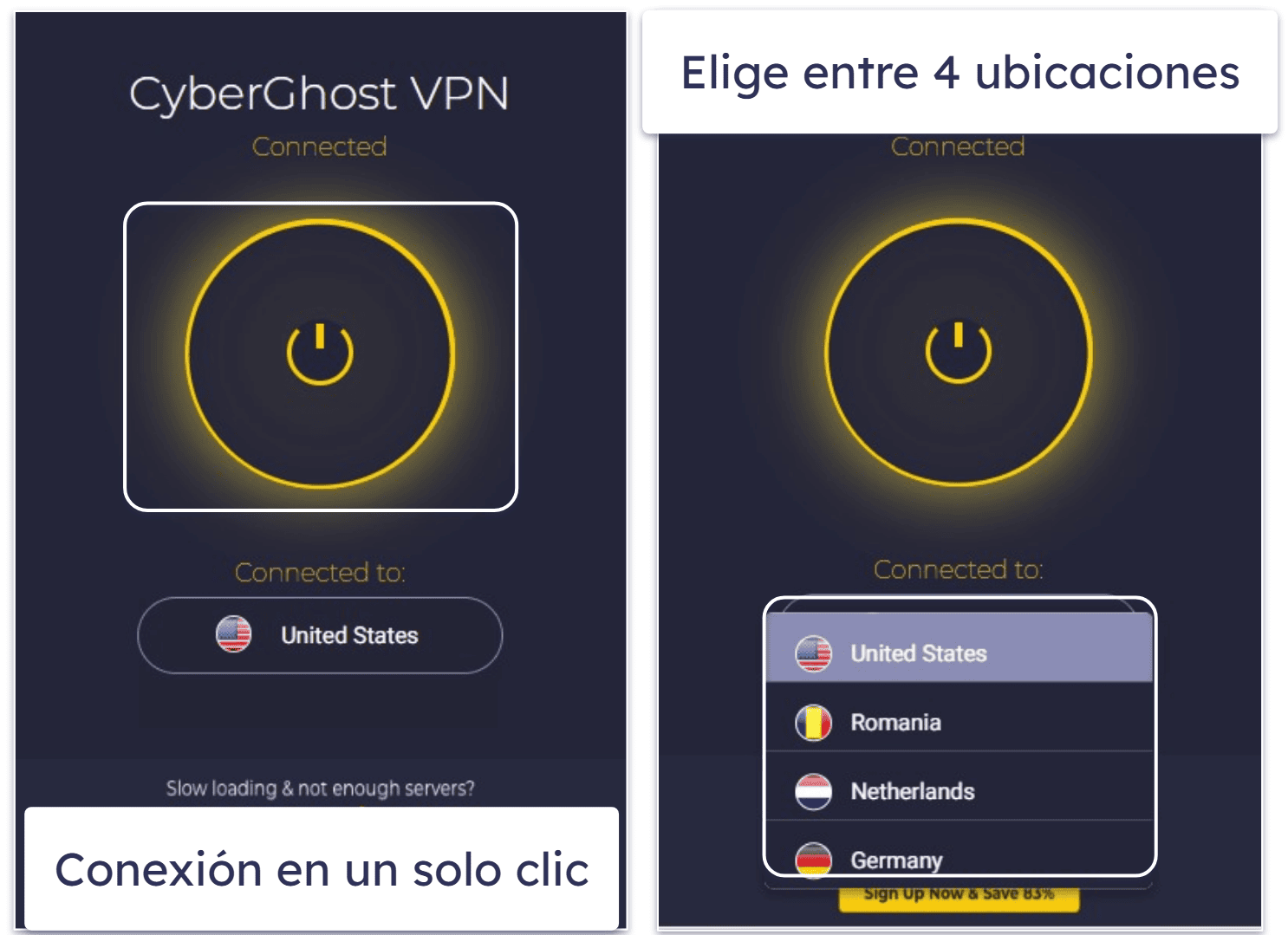 Facilidad de uso de CyberGhost VPN: aplicaciones de móvil y ordenador