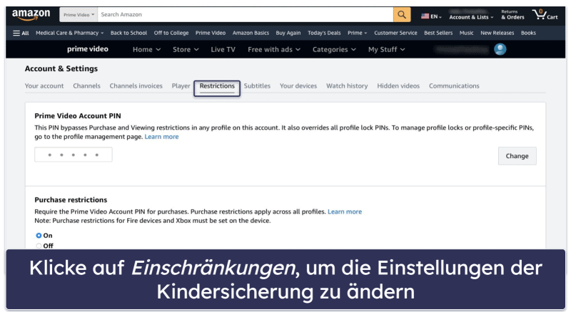 So richtest Du die Amazon Prime Kindersicherung ein