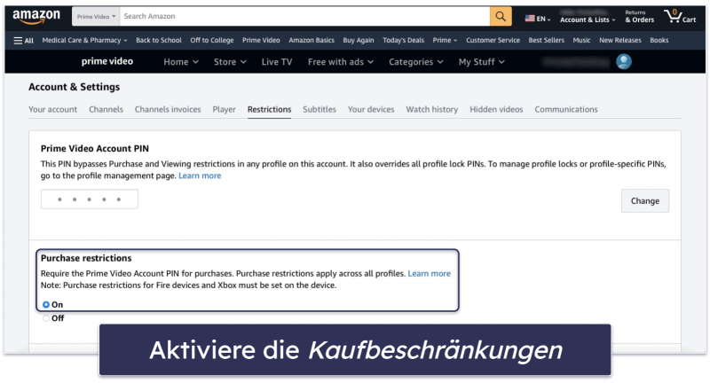 So richtest Du die Amazon Prime Kindersicherung ein