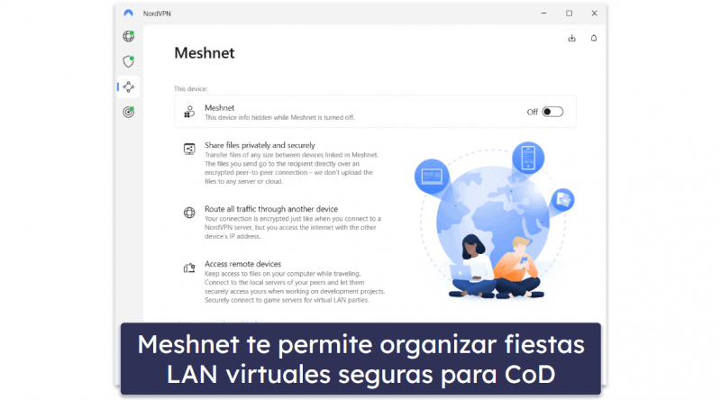 4. NordVPN: VPN segura con fiestas LAN virtuales para CoD: MW3