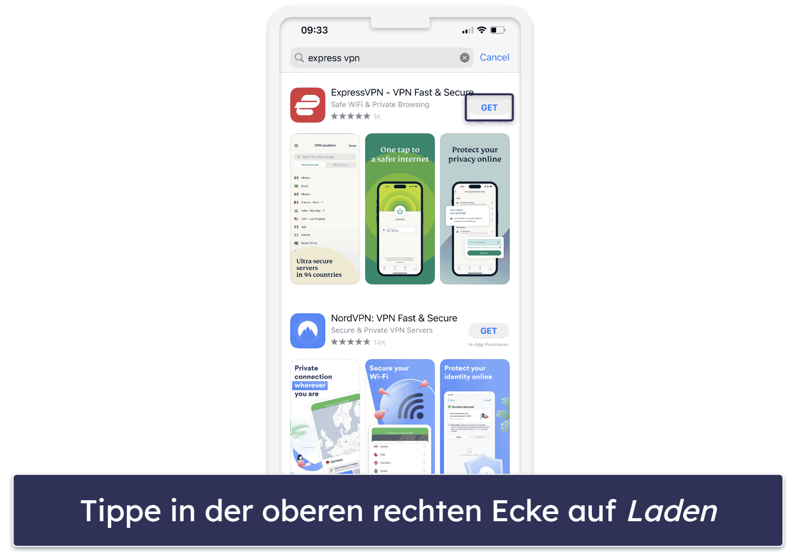 So nutzt Du die kostenlose 7-tägige Testversion von ExpressVPN (nur für Mobilgeräte)